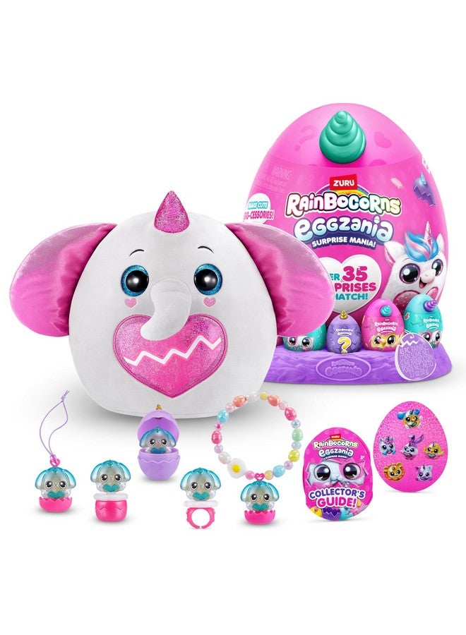 Rainbocorns Rainbocorns Eggzania Surprise Mania Series 1 (Elephant) by ZURU, Collectible Plush Stuffed Animal, Surprise Eggs, 5 Mini Eggs, Stickers, DIY Jewelry, Slime, Ages 3+ for Girls, Children - Image 1