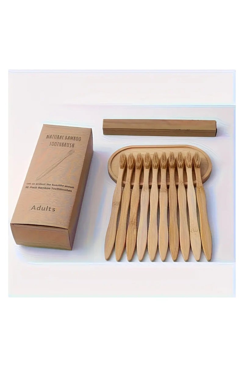 Environment-Friendly Bamboo Toothbrush 10PC -PACK - Image 1