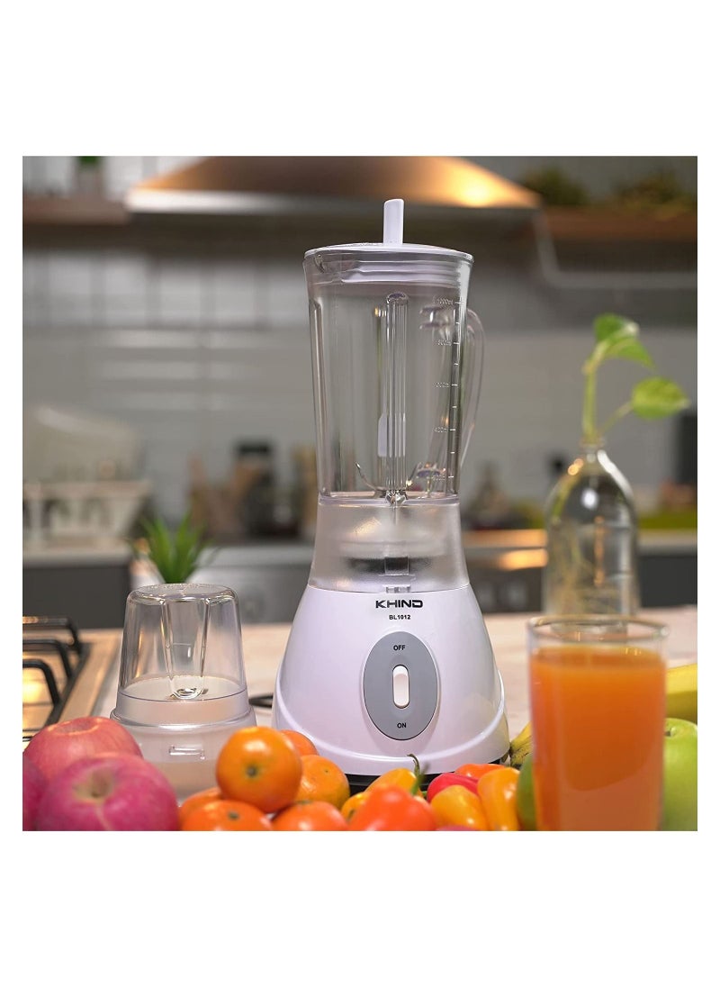 KHIND Blender 1 0L Jar with 2 Speed and 1 Miller for Grinding White BL1012  KHIND  - Image 1