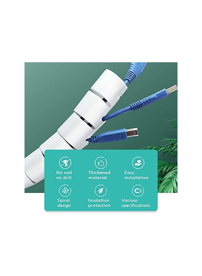 S-TOP Cable Tidy Sleeves,5M Cable Management Wire Tidy Cable Cover Protector with Cord Organizer Clip for PC TV Computer Home and Office Cord Organizer, DIY Flexible - Image 2