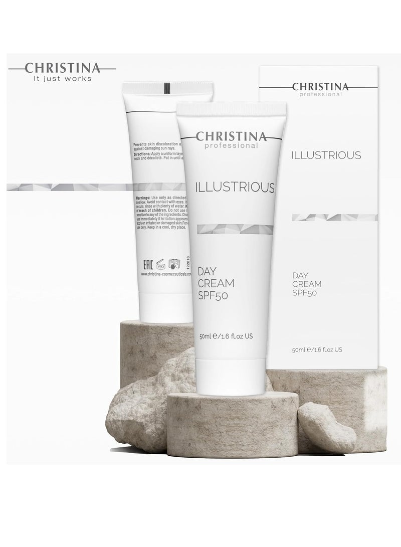 Christina Illustrious Day Cream SPF 50 for Face - Ideal for Normal and Dry Skin 50ml / 1.7 fl.oz Daily Moisturizer - Image 3