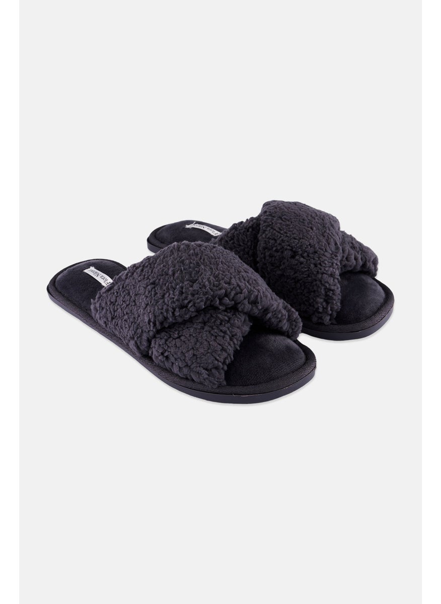 Flora Nikrooz Women Faux Fur Slip On Slippers, Grey  - Image 1