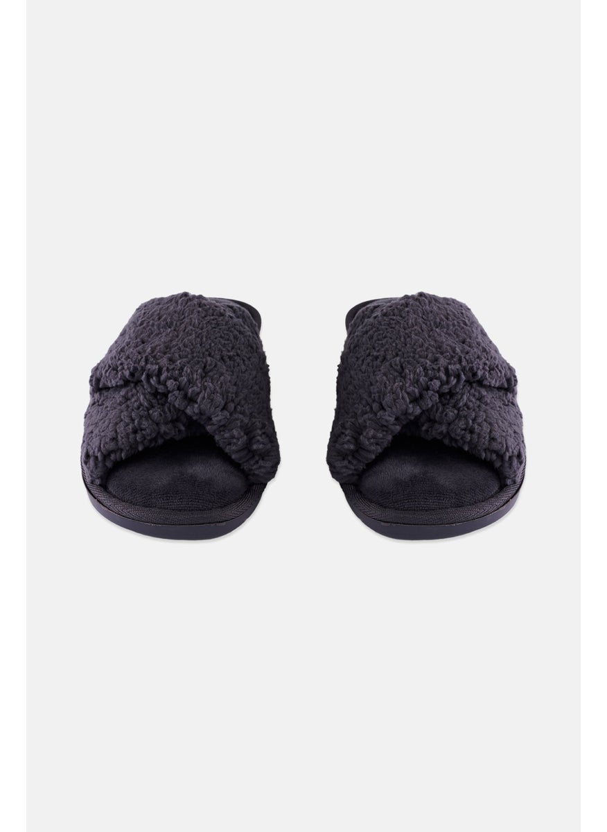 Flora Nikrooz Women Faux Fur Slip On Slippers, Grey  - Image 4