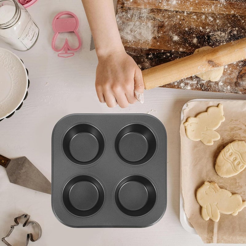IMIKEYA 4 Cupcake Moulds Tray Pan for Muffins Mini Cake Mould Large Muffin Mould Round Muffin Mould for Hot Air Fryer Ninja Air Fryer Muffin Tray Sprinkles Muffin Mould - Image 4
