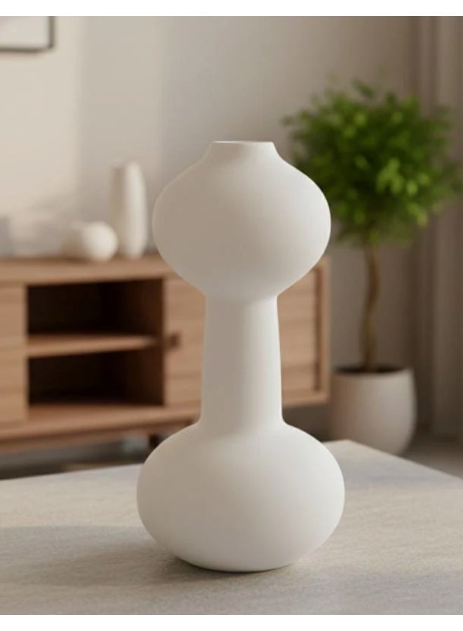 أي كي دي سي مزهرية بلاستيكية صلبة بيضاء من AKDC - مزهرية ديكورية حديثة خفيفة الوزن مقاس 30 سم - Image 1