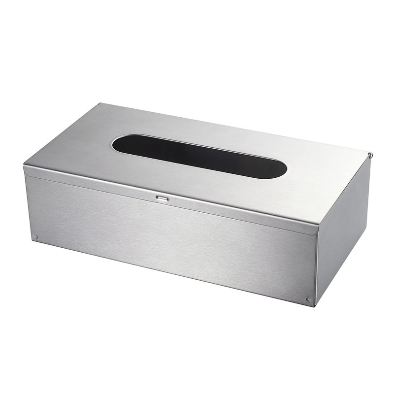 JunSun Rectangular Tissue Box Cover - Napkin Holder, Facial Tissue Storage Box - Decorative Holder for Bathroom, Bedroom, Nightstand, Office - Stainless Steel, Brushed Nickel - Image 1