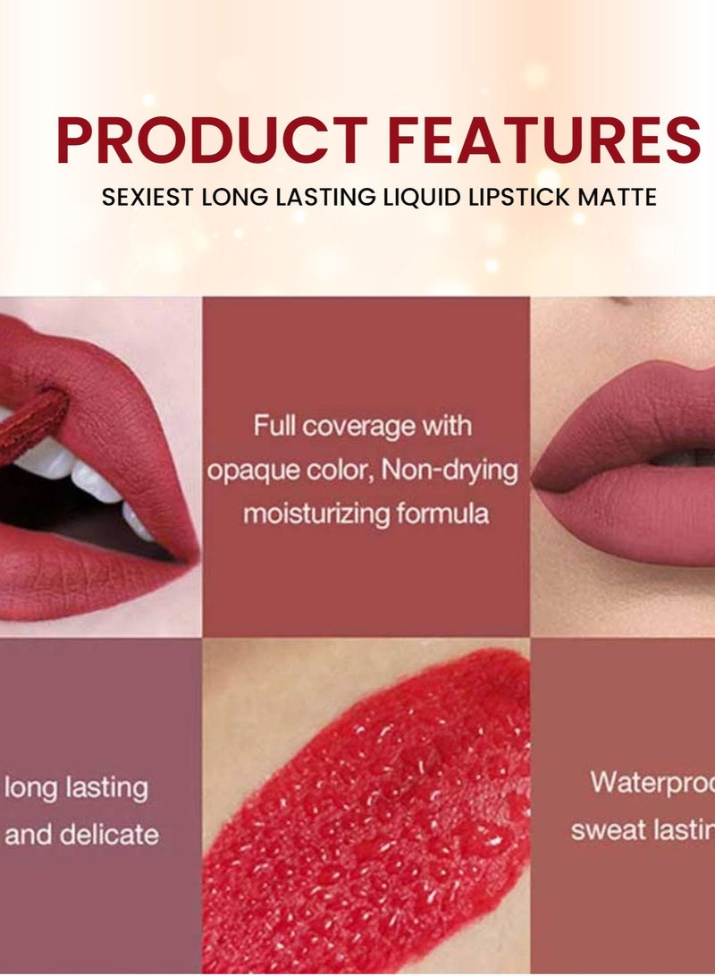 BASPARI Baspari Matte LIPTIX - Liquid Lipstick Makeup Set, Waterproof Lip Gloss Set of 6 Pcs  - Image 4
