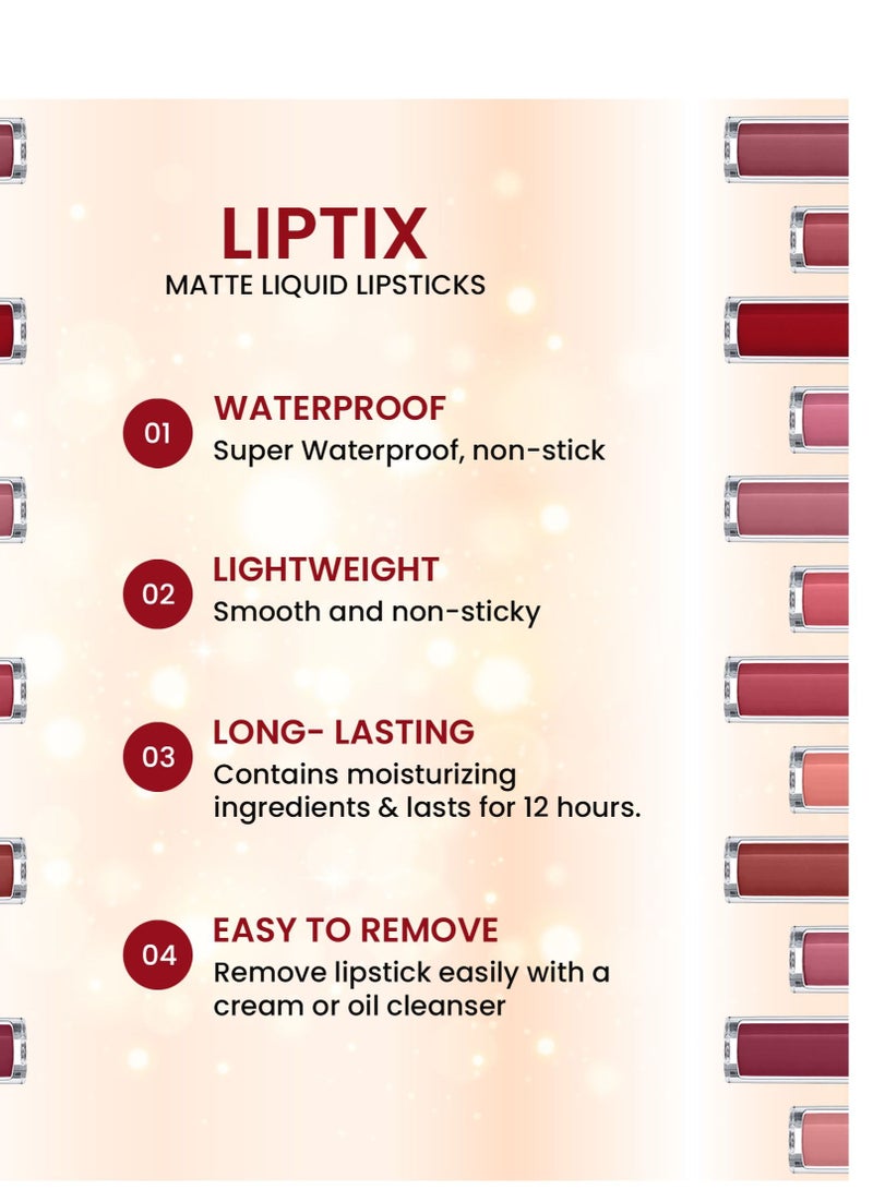 BASPARI Baspari Matte LIPTIX - Liquid Lipstick Makeup Set, Waterproof Lip Gloss Set of 6 Pcs  - Image 5