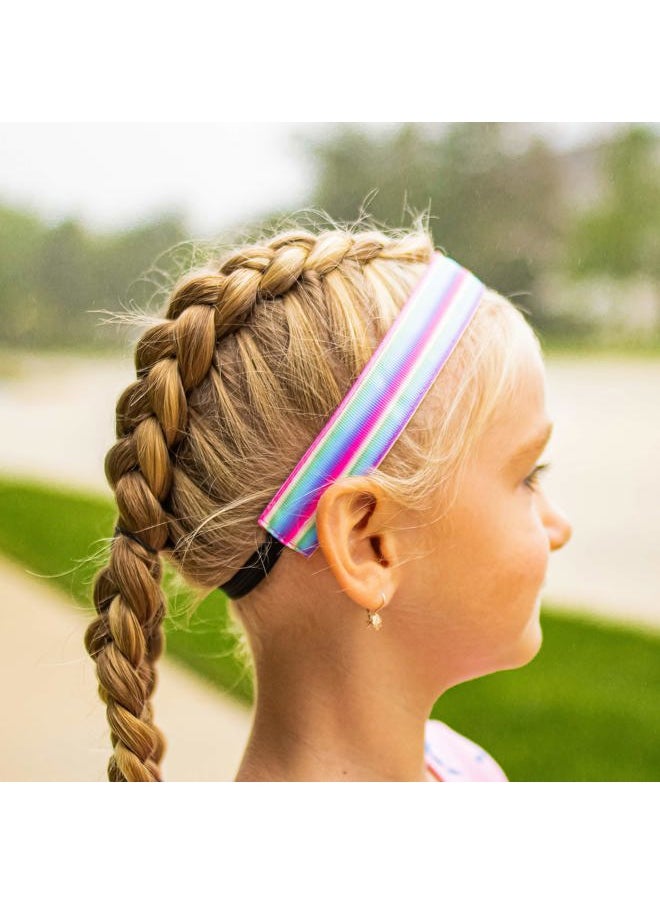 FROG SAC - 6 Tie Dye Headbands for Girls - Adjustable No Slip Rainbow Head Band for Kids, Stretch Elastic Hair Bands for Toddlers, Cute Cloth Fabric Athletic Sport Hair Accessories for Children - Image 1