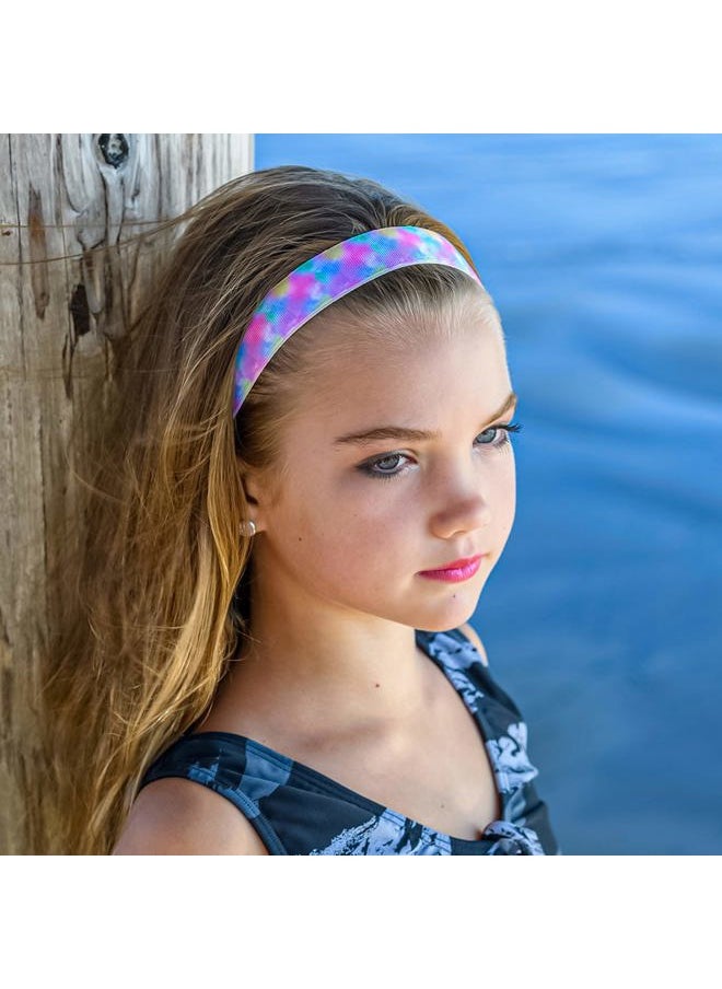 FROG SAC - 6 Tie Dye Headbands for Girls - Adjustable No Slip Rainbow Head Band for Kids, Stretch Elastic Hair Bands for Toddlers, Cute Cloth Fabric Athletic Sport Hair Accessories for Children - Image 1