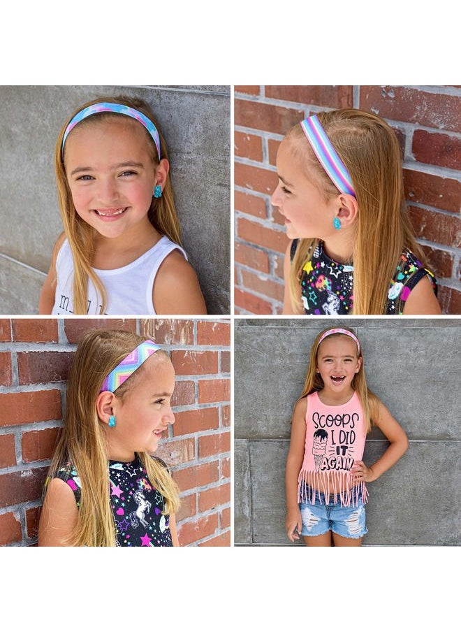 FROG SAC - 6 Tie Dye Headbands for Girls - Adjustable No Slip Rainbow Head Band for Kids, Stretch Elastic Hair Bands for Toddlers, Cute Cloth Fabric Athletic Sport Hair Accessories for Children - Image 1