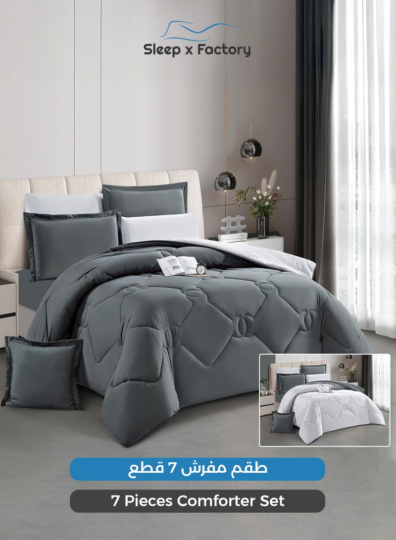 سليب × فاكتوري طقم مفرش سرير 7 قطع مايكروفايبر فاخر – يناسب سرير كينج مقاس 200×200 سم - Image 1