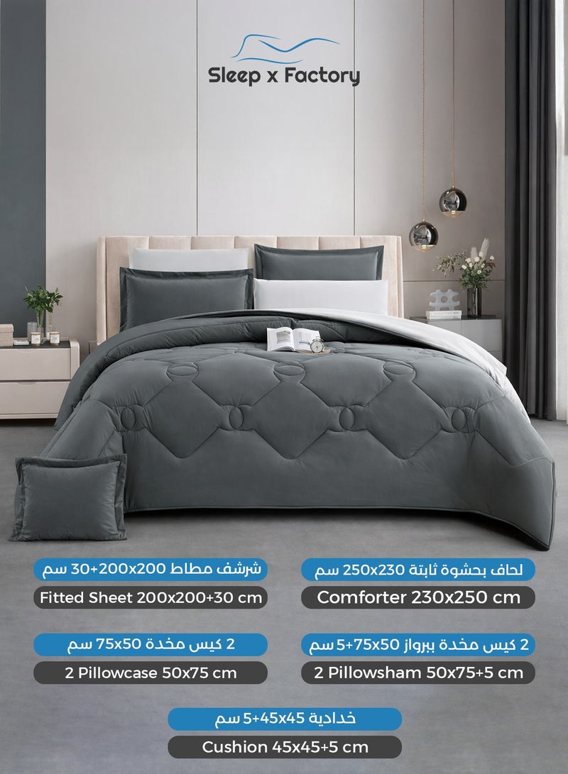 سليب × فاكتوري طقم مفرش سرير 7 قطع مايكروفايبر فاخر – يناسب سرير كينج مقاس 200×200 سم - Image 2