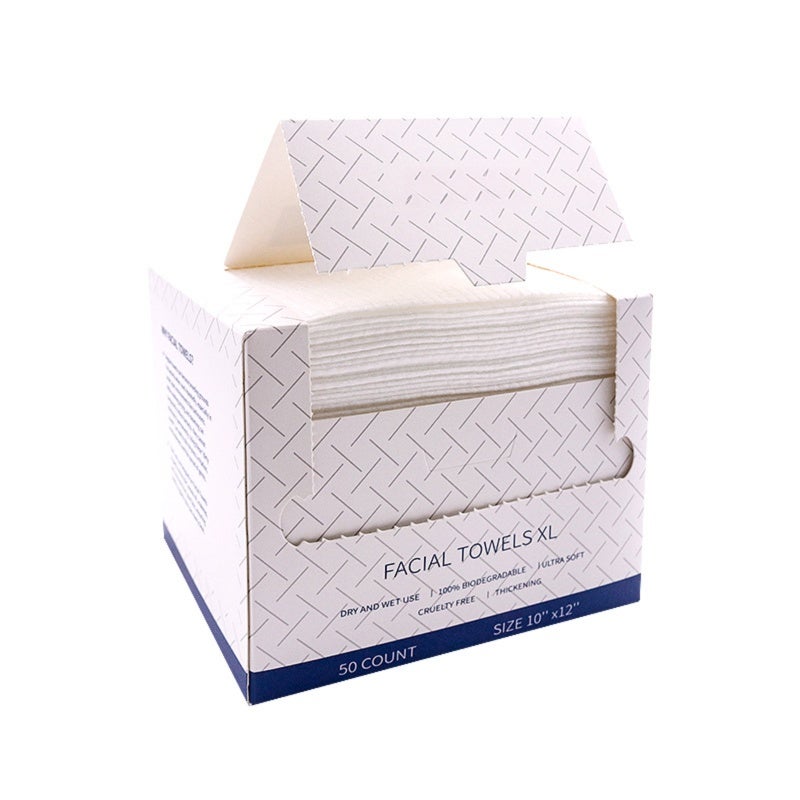 Disposable Face Towels 25cm*30cm 100% Plant Fiber Thickened Water Absorption Boxed Cotton Towels - Double-Sided Design Bacteria Resistant Soft Face Towels for Daily Skin Care Makeup Removal - Image 1