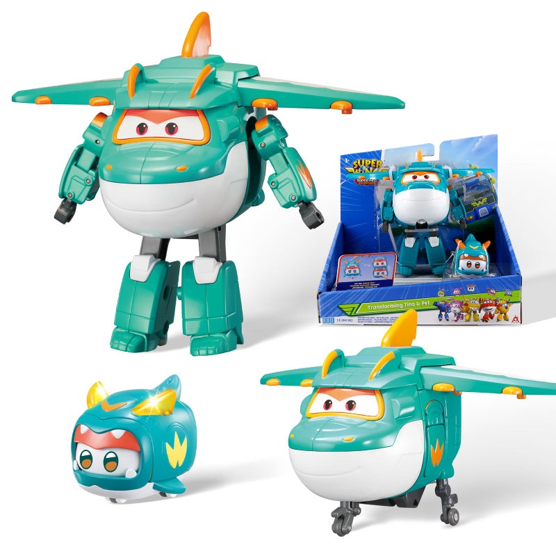 Super Wings 5 Transformable Toys Tino Mini Tino Pet 3 in 1 Transforming Dinosaur Airplane Robot Educational Action Figure for Boys Girls Age 3 Dinosaur Toy for Preschool Play - Image 3