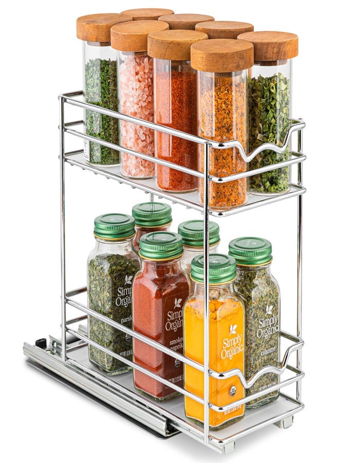 HOLDN’ STORAGE Pull Out Cabinet Organizer for Spices, Cans - Heavy Duty with Lifetime Limited Warranty- Pull Out Spice Rack- Cabinet Pull Out Shelf for Cans,Dishes, Etc, 4-1/2"W x 10-3/8"D x 8-7/8H, Chrome - Image 1