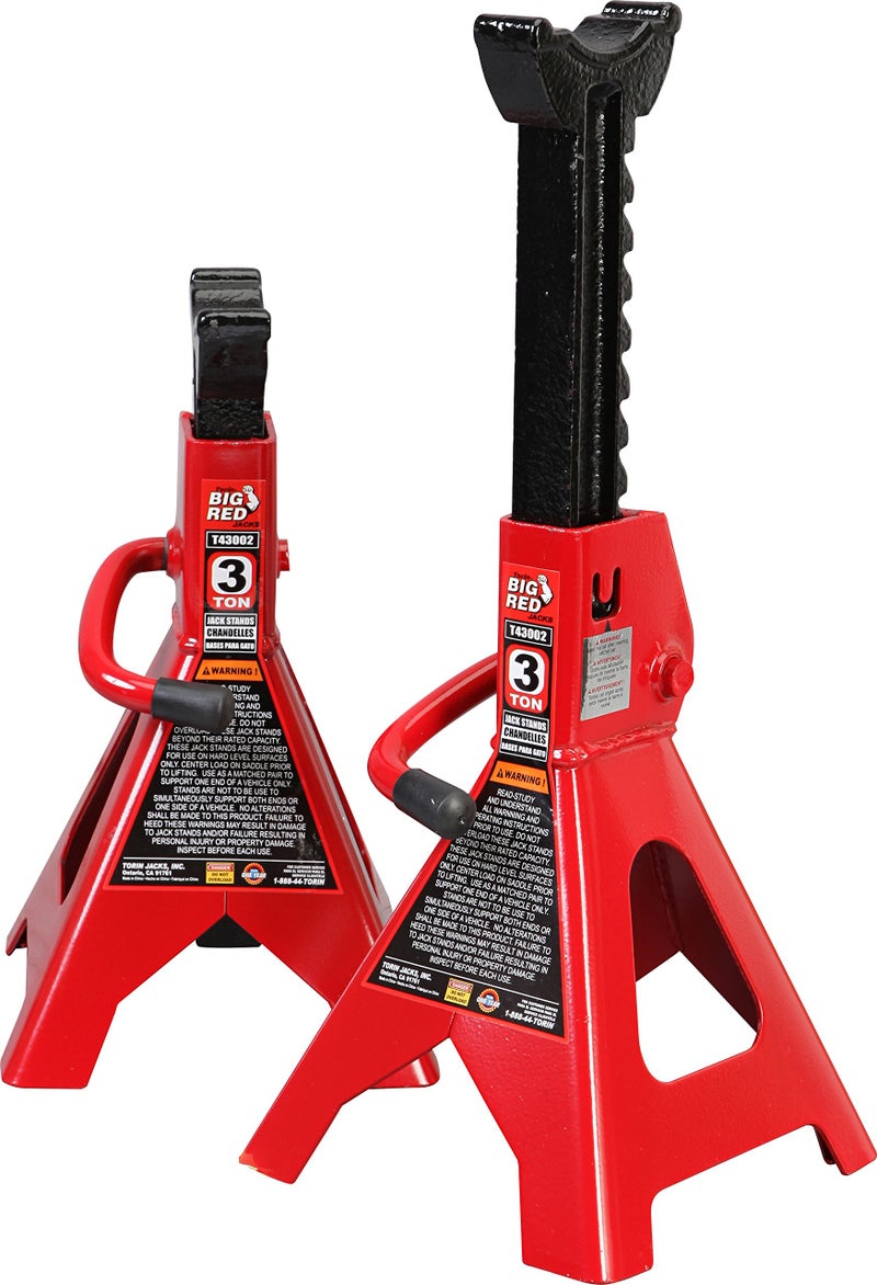 BIG RED T43202 Torin Heavy Duty Steel Jack Stands 3 Ton 6000 lb Capacity Car Lifting Stand1 Pair Not Suitable for SUVTruck