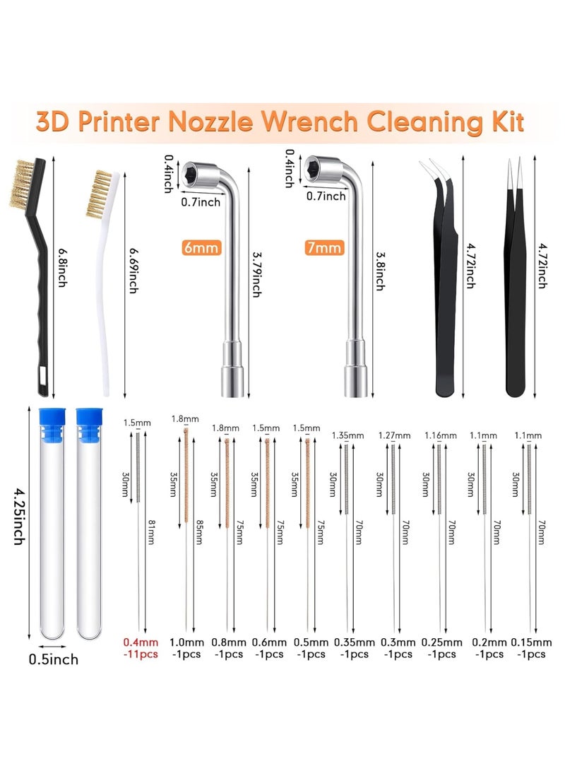 Zikra 3D Printer Nozzle Cleaning Kit Includes 19 Pcs Stainless Steel Needles Cleaner Tools and 23 Pcs MK8 Nozzles Multiple Sizes Compatible with Makerbot Creality CR-10 Ender 3 5 - Image 3