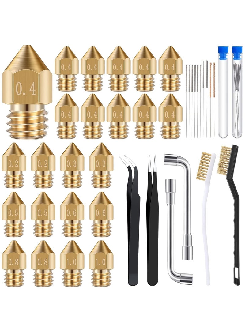 Zikra 3D Printer Nozzle Cleaning Kit Includes 19 Pcs Stainless Steel Needles Cleaner Tools and 23 Pcs MK8 Nozzles Multiple Sizes Compatible with Makerbot Creality CR-10 Ender 3 5 - Image 1