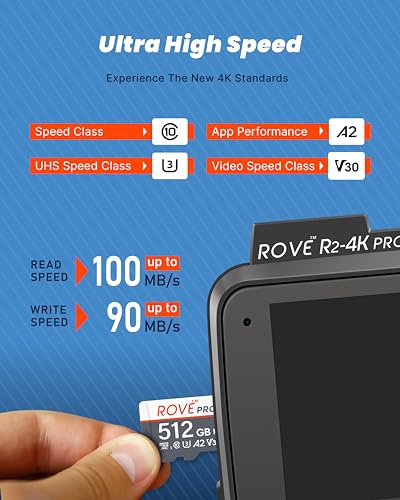 ROVE PRO Micro SD Card microSDXC 512GB Memory Card with FullSize SD Adapter 100MBs Read Speed C10 U3 V30 4K A2 for Dash Cam Android Smart Phones Tablets Games - Image 3