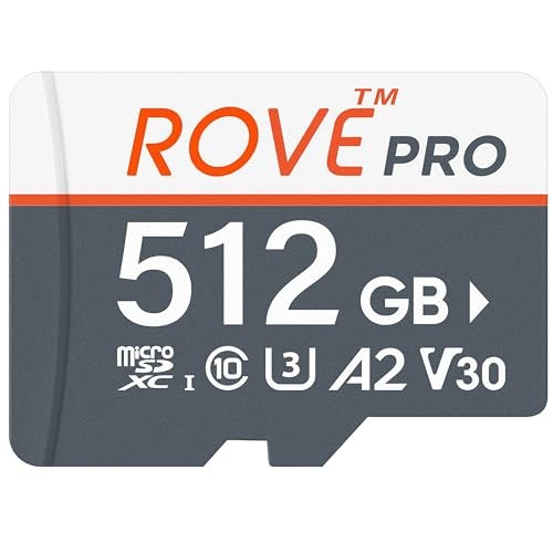ROVE PRO Micro SD Card microSDXC 512GB Memory Card with FullSize SD Adapter 100MBs Read Speed C10 U3 V30 4K A2 for Dash Cam Android Smart Phones Tablets Games - Image 1