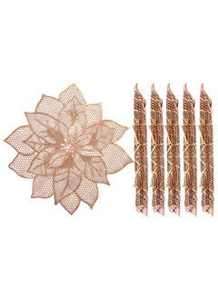 Kuber Industries Kuber Industries Flower Design Dining Table Mats 6 Pieces | Anti Slip & Heat Resistant Mats for Dining Table | Smooth Surface Food Plate Pads for Dinner | PVC Bed Side Table Mats for Bedroom (Copper)  - Image 1