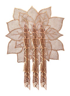 Kuber Industries Kuber Industries Flower Design Dining Table Mats 6 Pieces | Anti Slip & Heat Resistant Mats for Dining Table | Smooth Surface Food Plate Pads for Dinner | PVC Bed Side Table Mats for Bedroom (Copper)  - Image 3