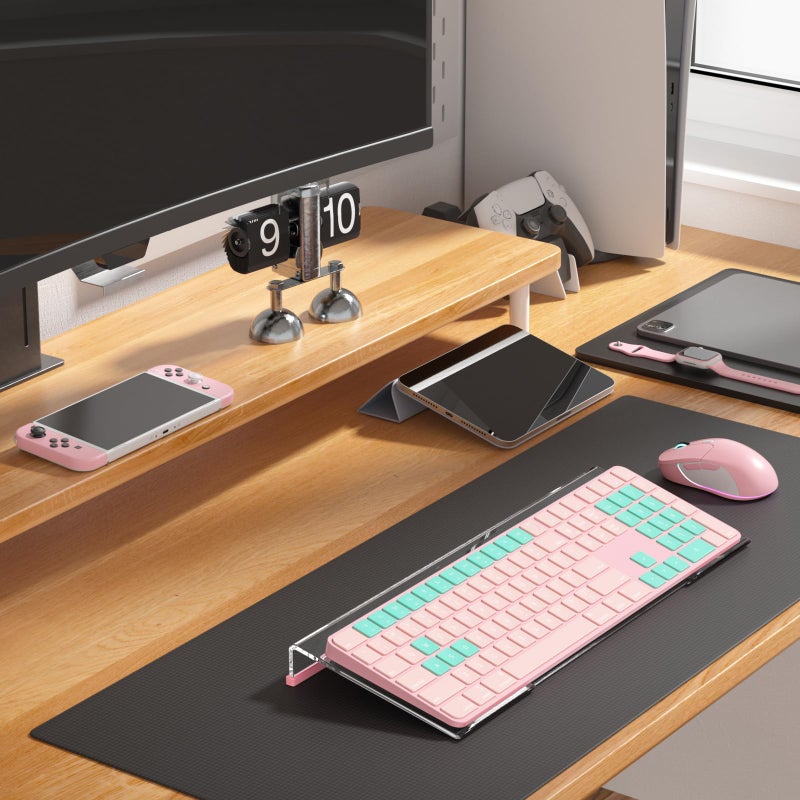 WINFFOR Comfortable Computer Keyboard Stand - Ergonomic Keyboard Riser Acrylic Tilted Keyboard Holder for Easy Typing&Working at Home Office - Fits All Keyboard Sizes - 17'' Wide (Crystal Clear) - Image 4