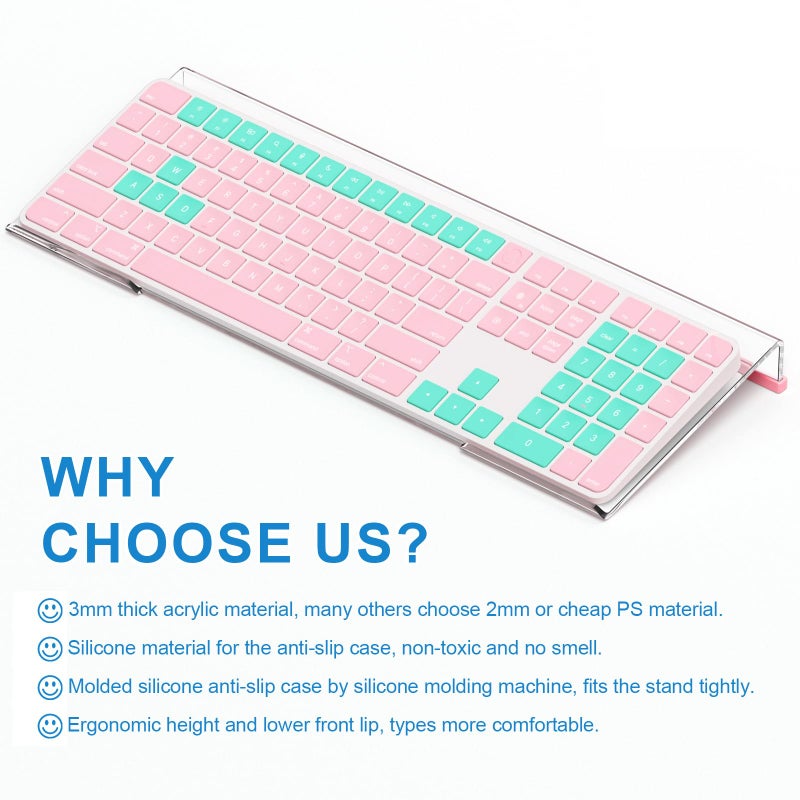WINFFOR Comfortable Computer Keyboard Stand - Ergonomic Keyboard Riser Acrylic Tilted Keyboard Holder for Easy Typing&Working at Home Office - Fits All Keyboard Sizes - 17'' Wide (Crystal Clear) - Image 2