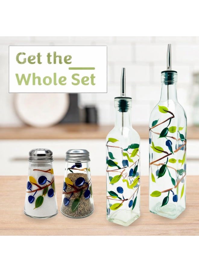 Containly Glass Olive Branch Oil/Vinegar Glass Cruet for Kitchen, 16 oz Olive Oil Dispenser With Stainless Steel Spout for Easy Pouring - Image 5