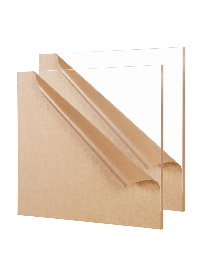 SHOPEE SHOPEE Transparent Acrylic Sheets 12 x 12 Inch 300 x 300 mm 2mm Thickness Square Plexiglass Clear Acrylic Sheet Board For Glass Art Painting DIY Crafts Projects Photo Frames Pack of 2  - Image 1