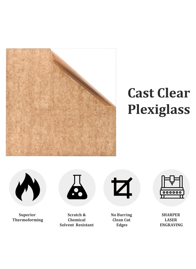 SHOPEE SHOPEE Transparent Acrylic Sheets 12 x 12 Inch 300 x 300 mm 2mm Thickness Square Plexiglass Clear Acrylic Sheet Board For Glass Art Painting DIY Crafts Projects Photo Frames Pack of 2  - Image 3