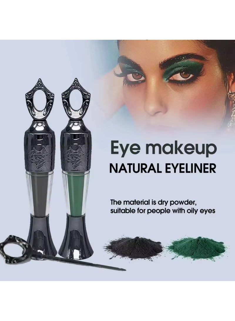 lakerain كحل بودرة 100% تركيبة نباتية طبيعية كحل بودرة سهل الإزالة مكياج عيون طبيعي كحل يدوم طوال اليوم كحل بودرة جاف أسود 01 - Image 4