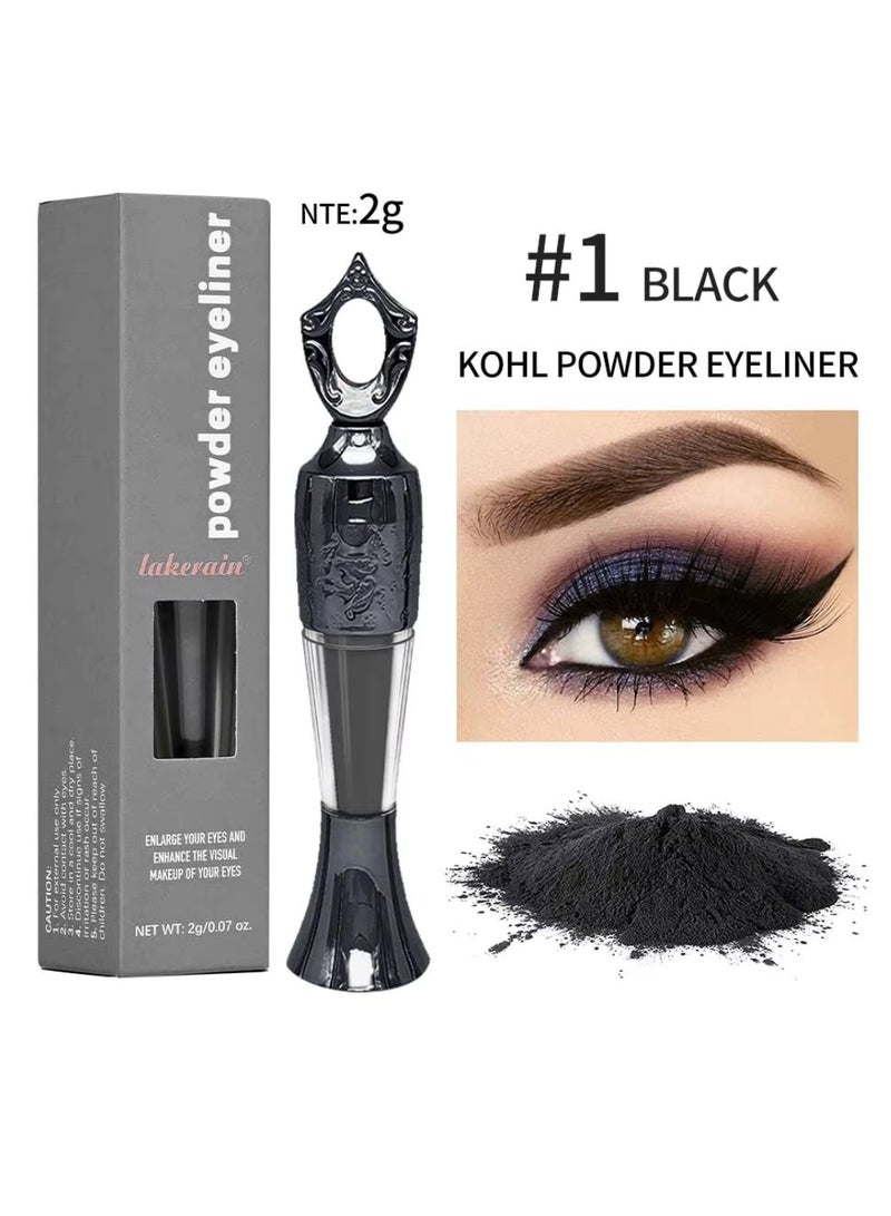 lakerain كحل بودرة 100% تركيبة نباتية طبيعية كحل بودرة سهل الإزالة مكياج عيون طبيعي كحل يدوم طوال اليوم كحل بودرة جاف أسود 01 - Image 2