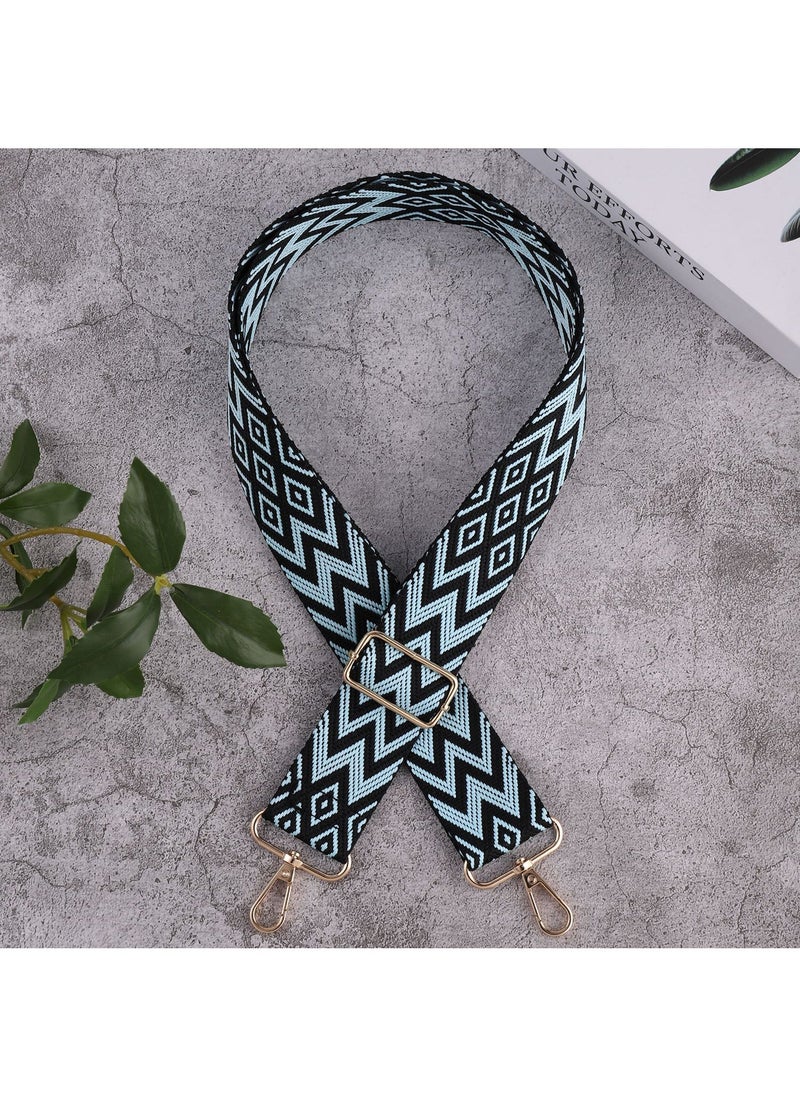 Generic DIY Ethnic Style Bag Straps Adjustable Wide Shoulder Blue 
