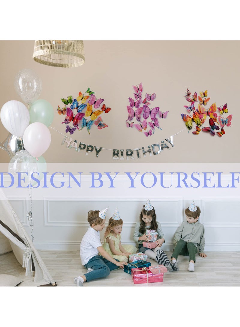 إسكدنيا ملصقات حائط على شكل فراشات ثلاثية الأبعاد مكونة من 24 قطعة، مجموعة ملصقات حائط مزخرفة على شكل فراشات ثلاثية الأبعاد متعددة الألوان لتزيين الحفلات مع مغناطيس، لتزيين أعياد الميلاد على شكل فراشات وديك - Image 5