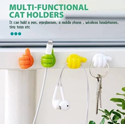 Kedva Thumb up Hooks Multipurpose Adhesive Silicone Wire Organizer Key Hanger Toothbrush Multicolored Holder Makeup Brush Holder for Desk Home and Office. (4) - Image 3