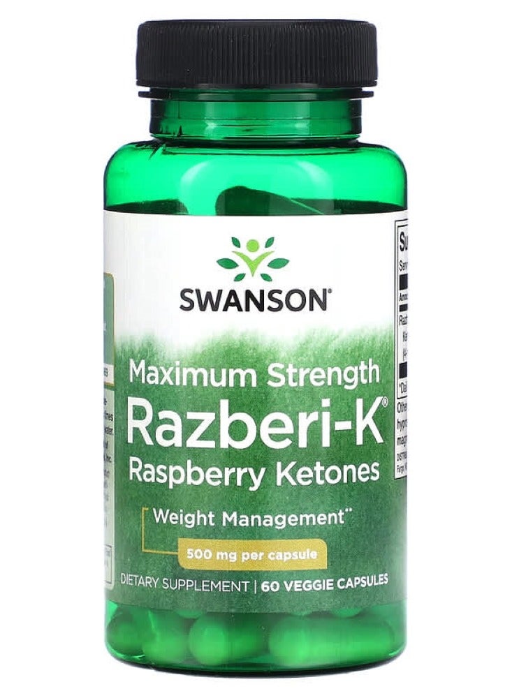 Maximum Strength Razberi-K Raspberry Ketones 500 mg 60 Veg Caps