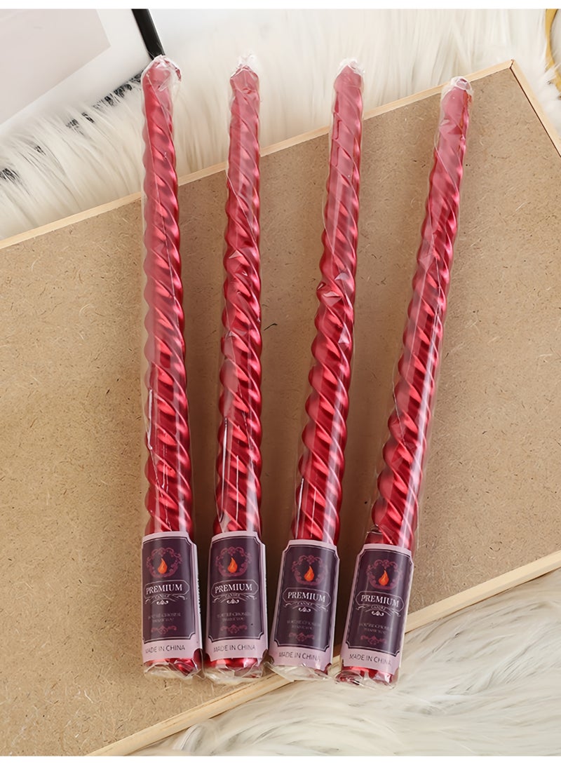 4 قطع من الشموع المعدنية الملتوية ذات الصندوق الأحمر على الطراز الأوروبي للمنزل وحفلات الزفاف الرومانسية وديكورات أعياد الميلاد - Image 2