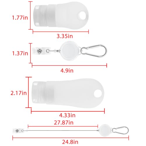 LUEXBOX 4 PACK Portable Travel Bottle Set, Leakproof Silicone Bottles with Stretchable Lanyard, Travel Sized Empty Liquid Bottles Container, Reusable, Squeezable and Refillable (White) - Image 4