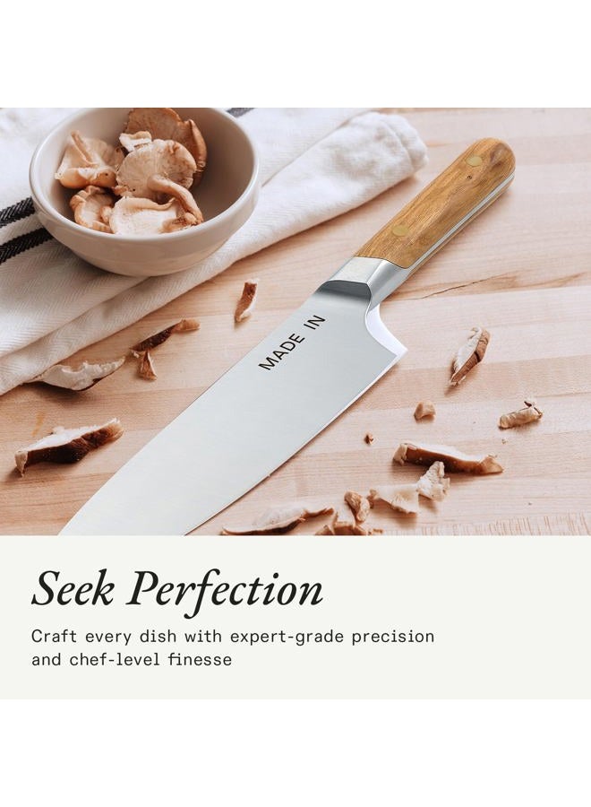 Madein Cookware - 20.3 cm Chef Knife - Handmade in France - Full tongs with olive wood handle - Image 4