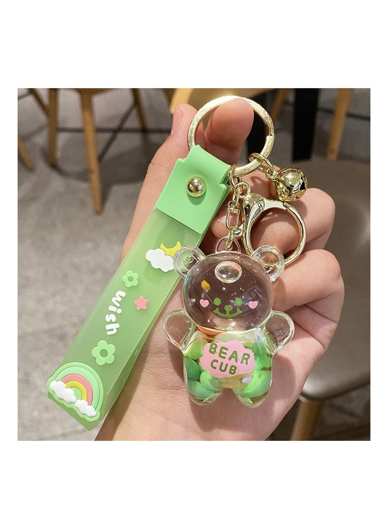 Y&D Kawaii Keychain Bear Liquid Floating Quicksand Cute Keychains Bag Charm Wristlet Bracelet Key Ring for Women Girl  - Image 3