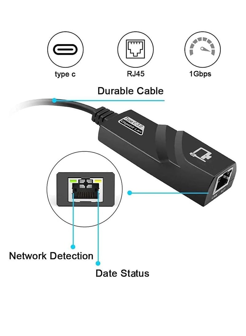 USB Type C 3.0 to Ethernet Adapter 10/100/1000 Mbps high speed network solution for laptop or desktop - Image 3