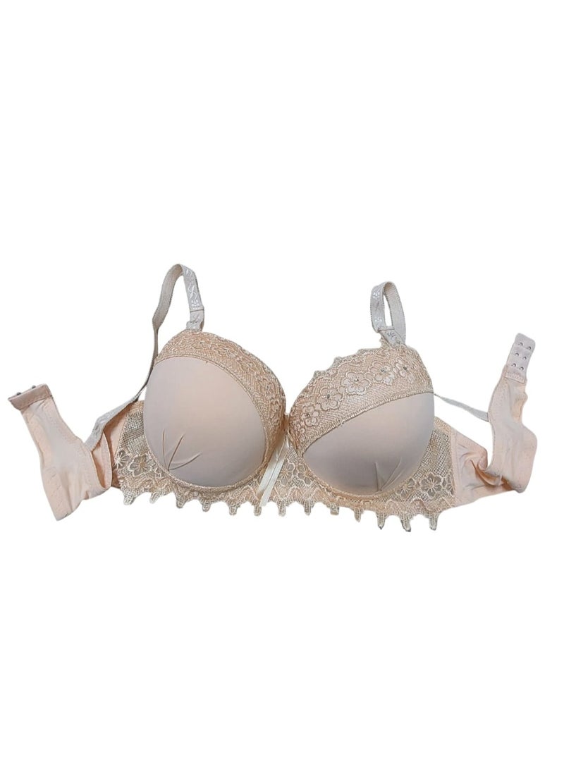 Women's Push-Up Bra with Embellished Lace and Shiny Rhinestones  - Image 2