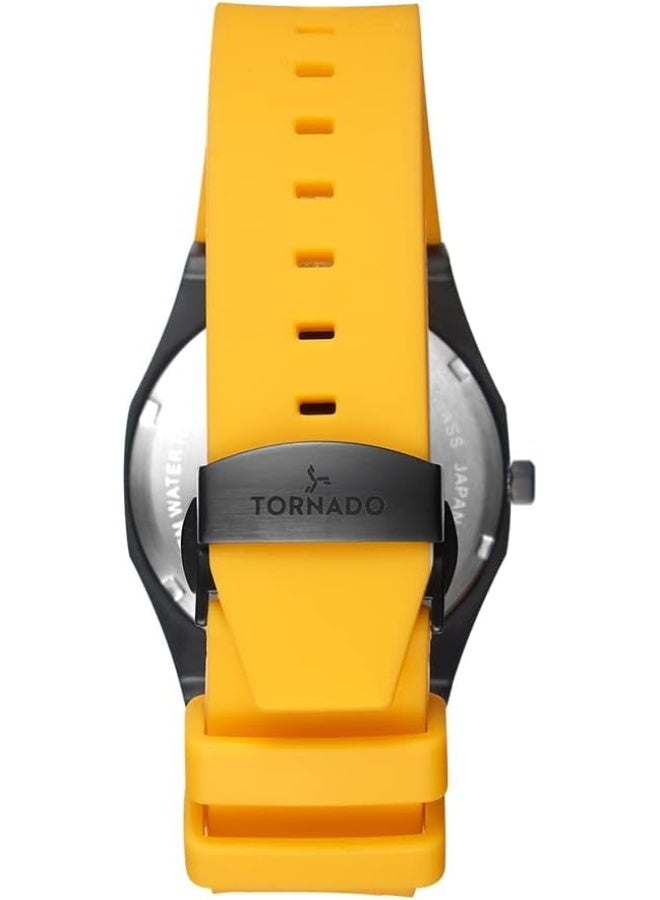 Tornado Men's Japan Quartz Movement Watch, Analog Display and Silicone Strap - T22002-BSYB, Yellow - Image 2