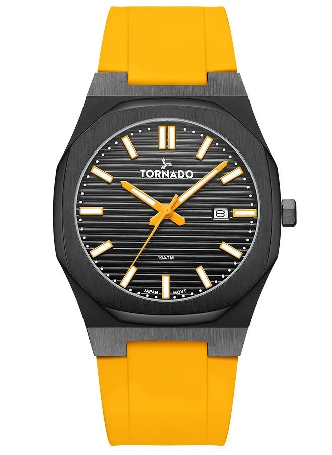 تورنيدو Tornado Spectra Men's Japan Quartz Movement Watch, Analog Display and Silicone Strap - T22002-BSYB, Yellow