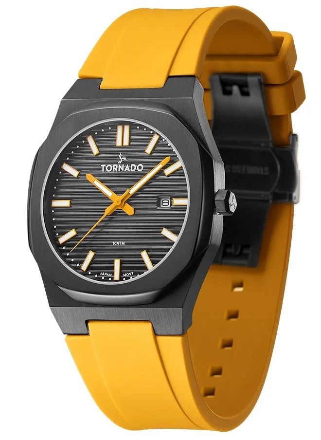 تورنيدو Tornado Spectra Men's Japan Quartz Movement Watch, Analog Display and Silicone Strap - T22002-BSYB, Yellow