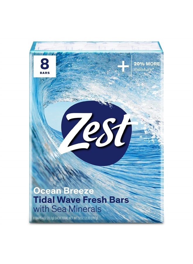 Zest Ocean Breeze Bar Soap - 8 Bars - Enriched With Sea Minerals - Rich Lathering Bars Leave Your Body Feeling Smooth And Moisturized with an Invigorating Scent - Image 1