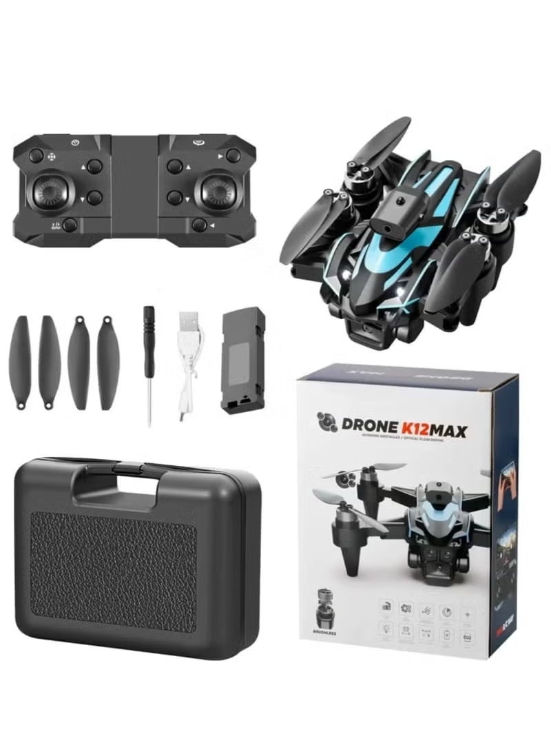 REBENUO طائرة كوادكوبتر K12MAX بدون فرش مع نظام كاميرا ثلاثي، واي فاي FPV، تجنب العقبات بزاوية 360°، نظام تحديد المواقع بتدفق بصري، عرض حي بدقة HD، تحكم في الطيران ESC وأنماط ذكية - Image 1