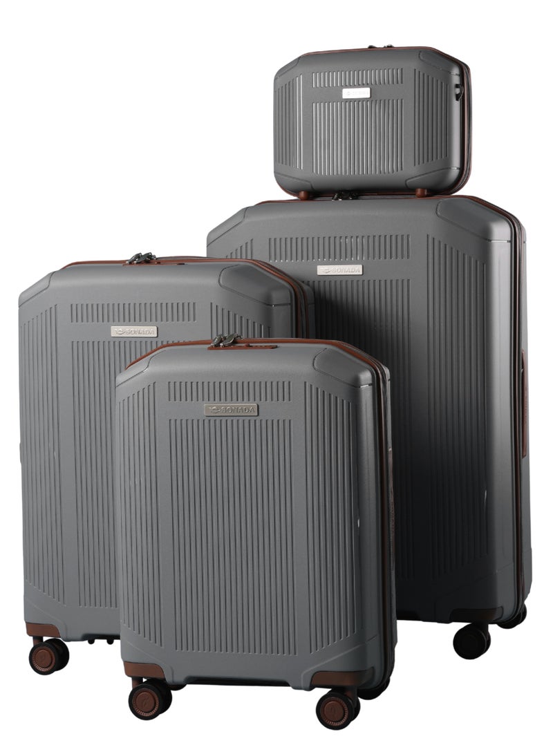 Sonada Unbreakable Luggage Unisex ,Double Zipper ,Expandable, TSA Lock With 4 Double Silent Wheels Set of 4(Silver) - Image 1
